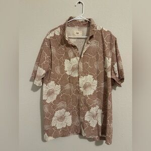 Folk Short Sleeve Button Down Floral Shirt